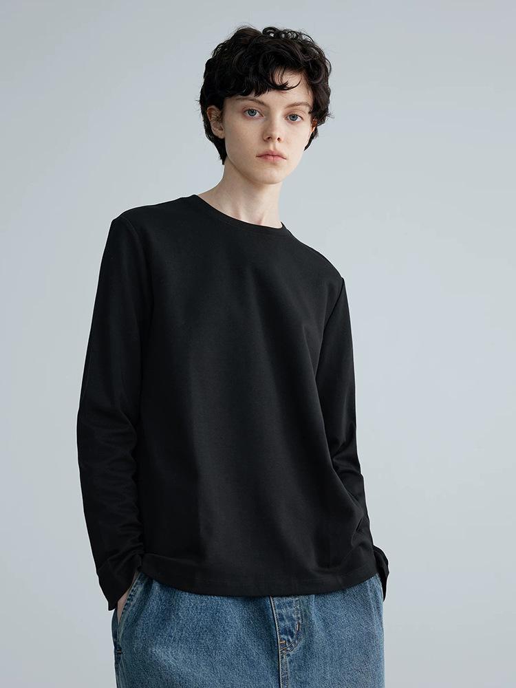 Xinjiang Long-Staple Cotton Round Neck Long Sleeve T-shirt 2026 - Versatile, Comfortable, Loose Base Layer. 2 чёрный