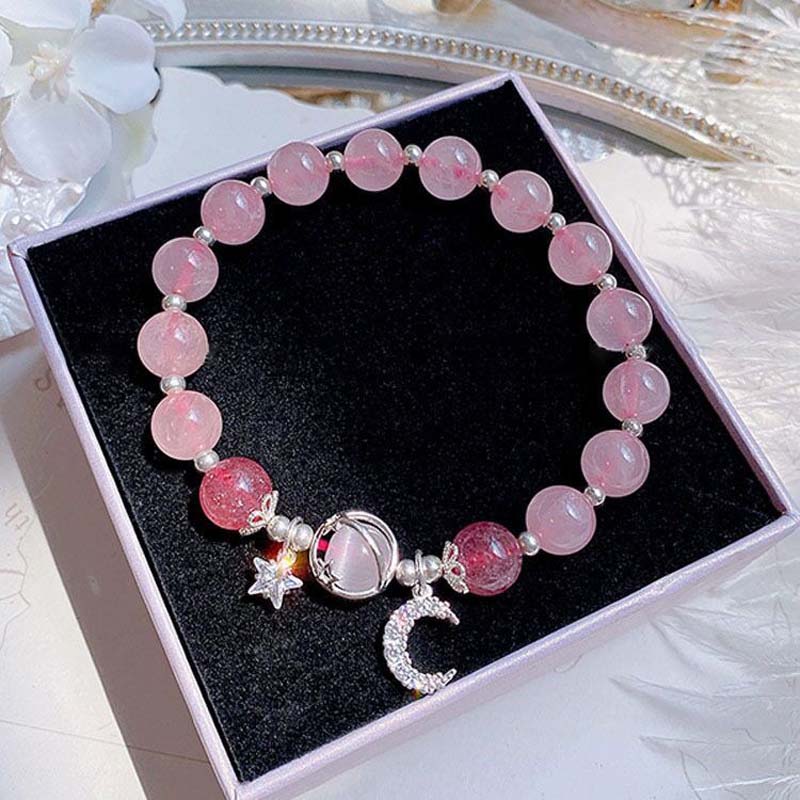 Kadın Kızlar İçin Moda Kristal Opal Boncuklu Bileklik Tatlı Yıldız Ay Zincir Uçlu Charm Bileklikler Kelepçe Takı Parti Hediyeleri