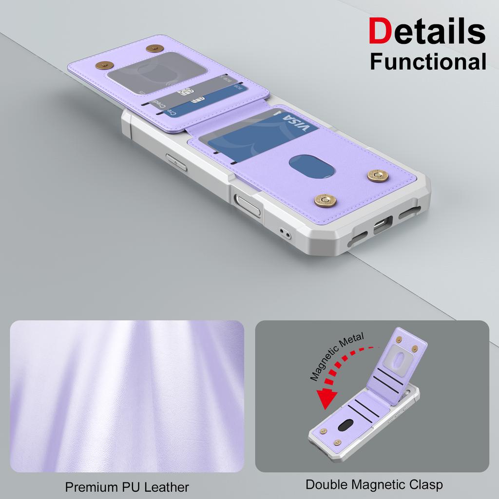Leather Wallet Card Holder Phone Case for IPhone Air 17 16 15 Plus 16 15 Pro Max with Bracket Phone Holder Stand Hard Cover