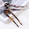 TsLinc 10 Pcs French Style Cellulose Acetate Tortoise Shell U Shaped Hair Pin Fork 2 Prong Updo Chignon Pin U-shaped Hair Pins Stick for Women Girls