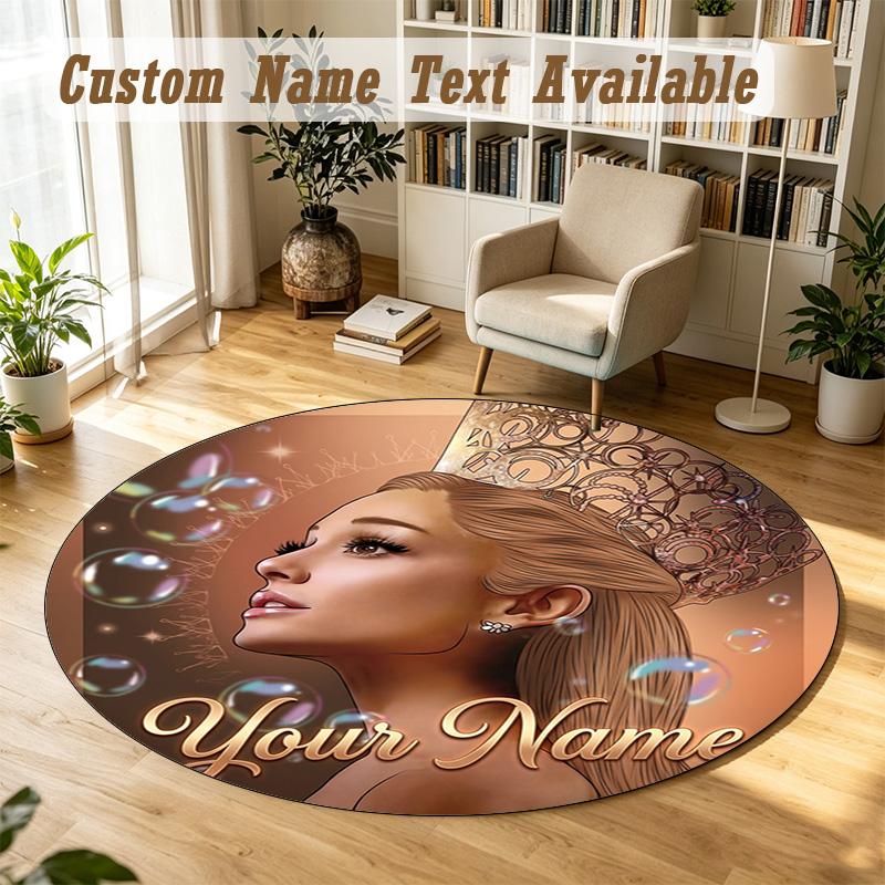 Round Rug Custom NameAriana Grande Pattern Non Slip Carpet Home Floor Decor