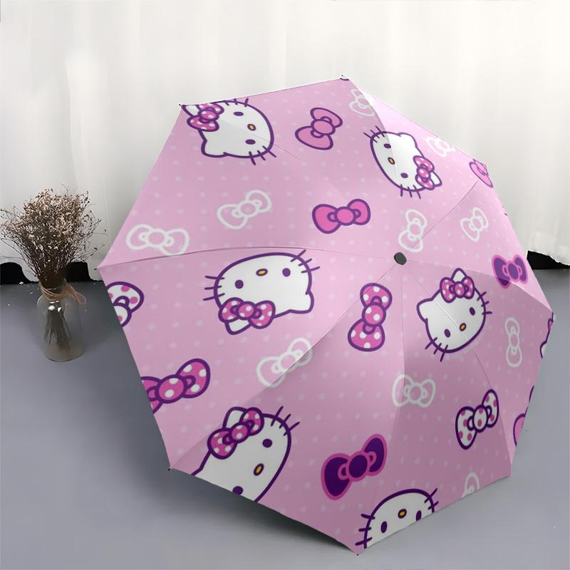 1pc Hello Kitty Pattern Umbrella with Plastic Handle,Suitable for All Seasons Home Travel Outdoor UmbrellaSanlio037