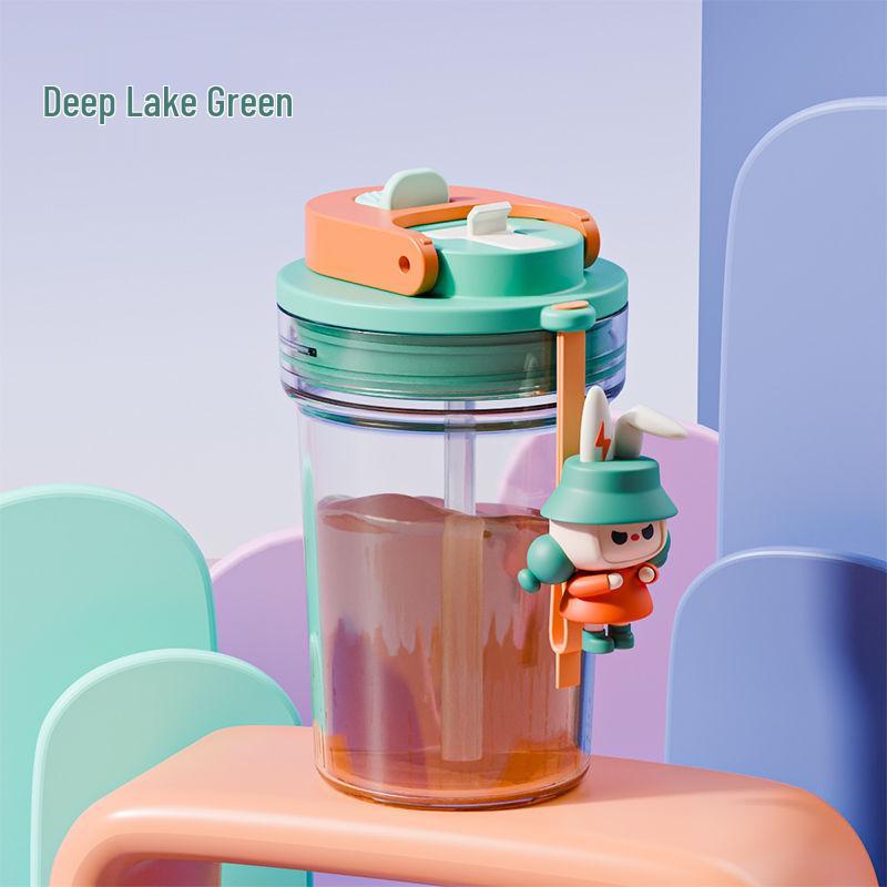 Přenosný kelímek se slámkou s velkým objemem pro dívky - Květinový design