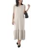 Sleeveless Knit Summer Elegant Resort Style for Women M Greige [Kobe Lettuce] Dress, Dress, [E3293]