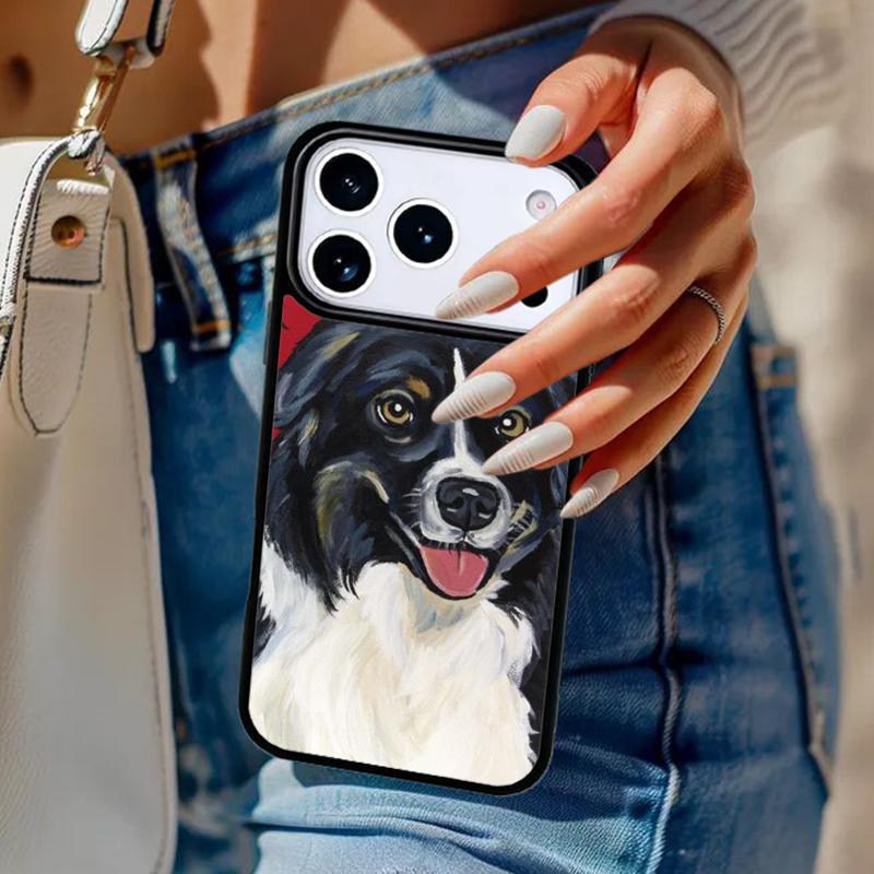 Cartoon Border Collie Phone Case For iPhone 17 Air 14 15 13 12 Max Cover For Apple 14 15 16 16e 11 Pro Max Plus Coque