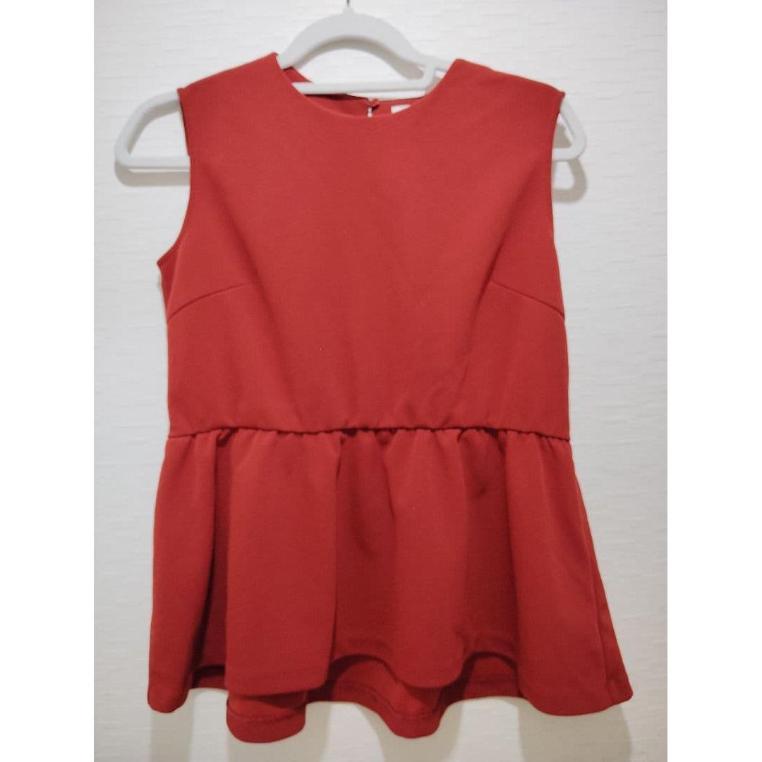 PLST Red Peplum Tops M