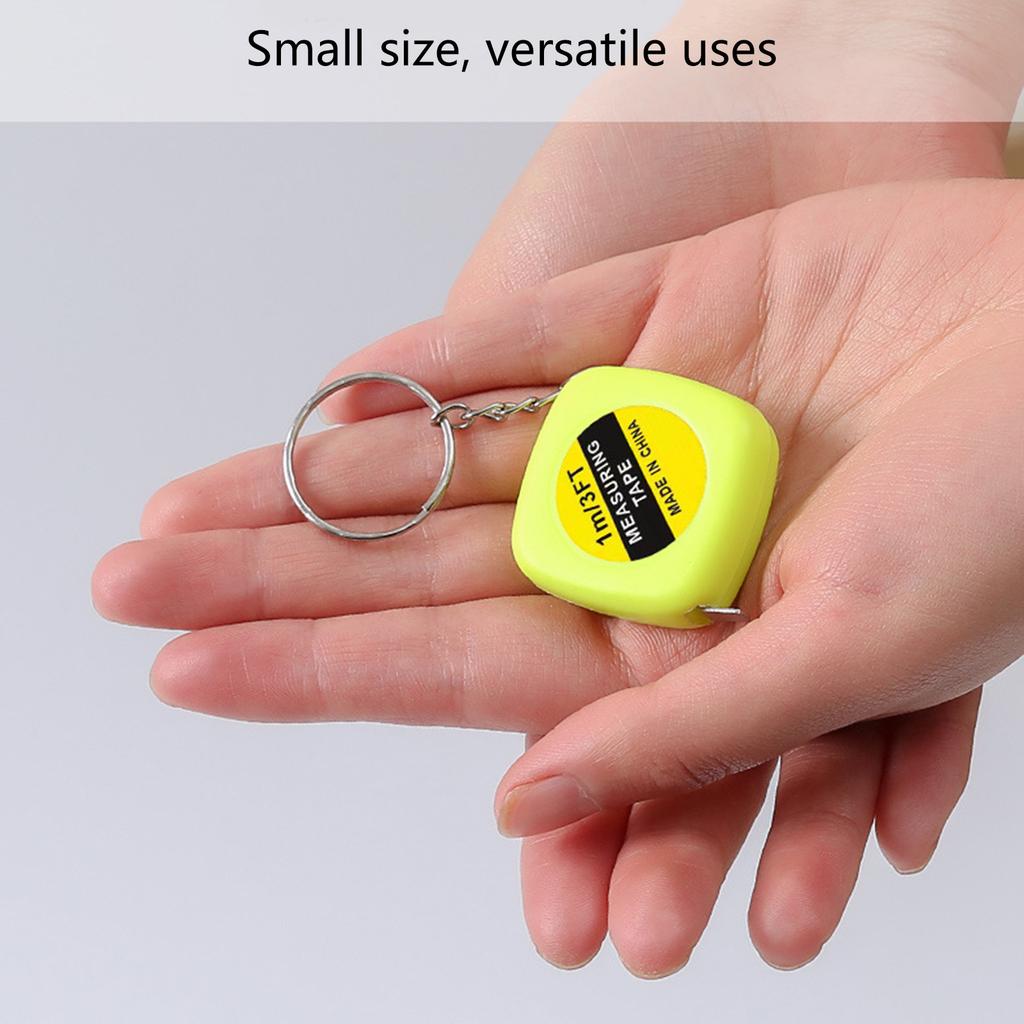 Tape Measure 1m Pocket Size Measuring Tool with Double Scale Portable Plastic Shell Auto Retractable