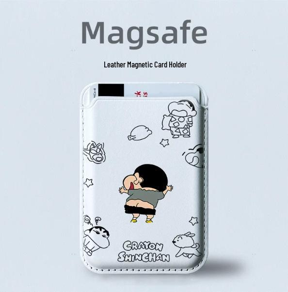 Shin-chan MAGsafe Compatible Magnetic Leather Card Holder Phone Case