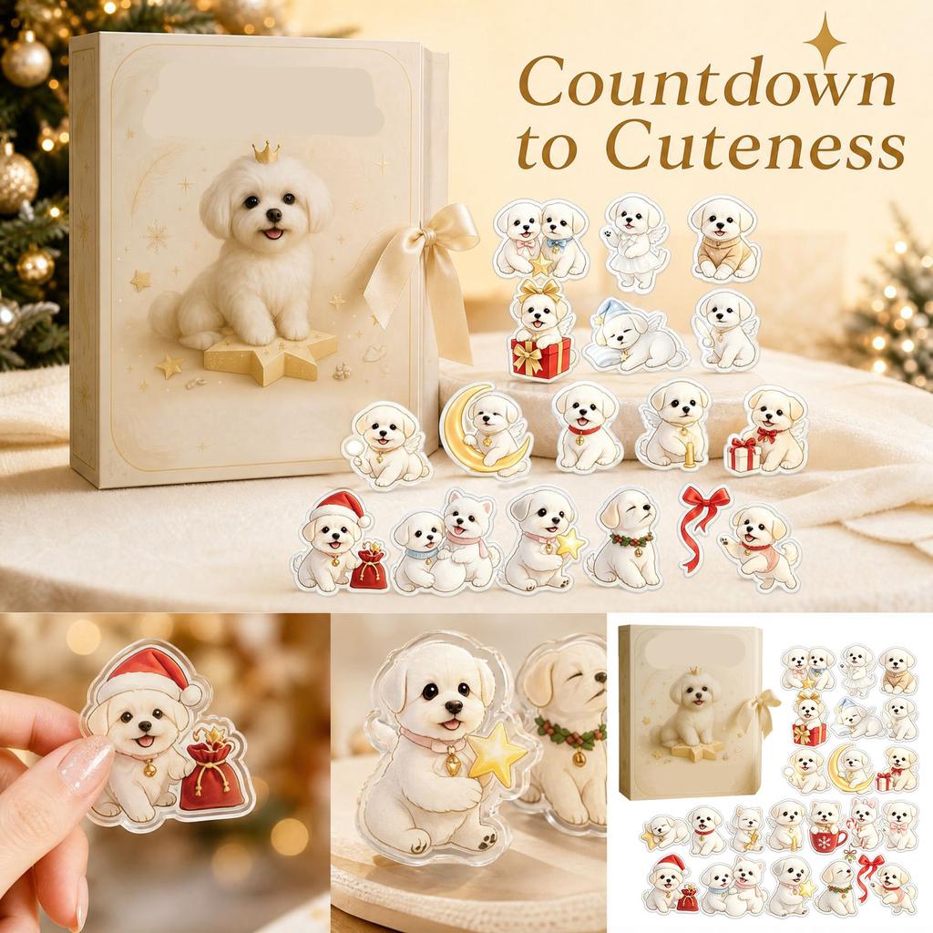 2D Acrylic Dog Christmas Advent Calendar Holiday Countdown