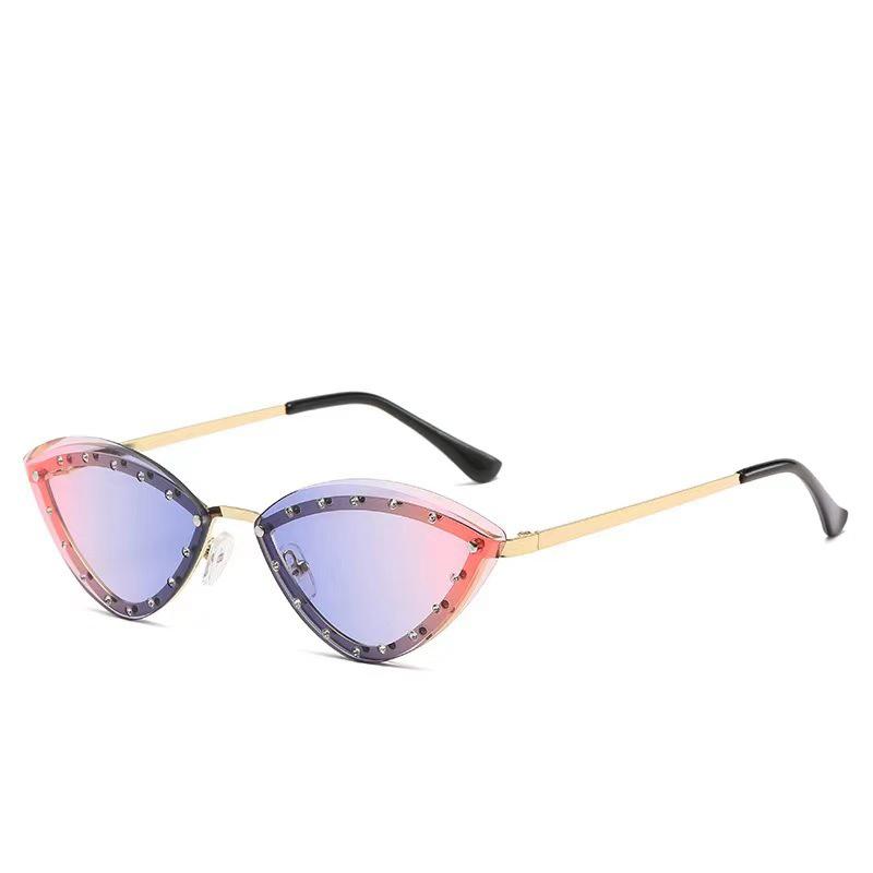 Cat Eye Metal Frame Sunglasses Women Men Oval Vintage Sun Glasses for Female Shades Male Eyewear Elliptic Sunglasses for Female