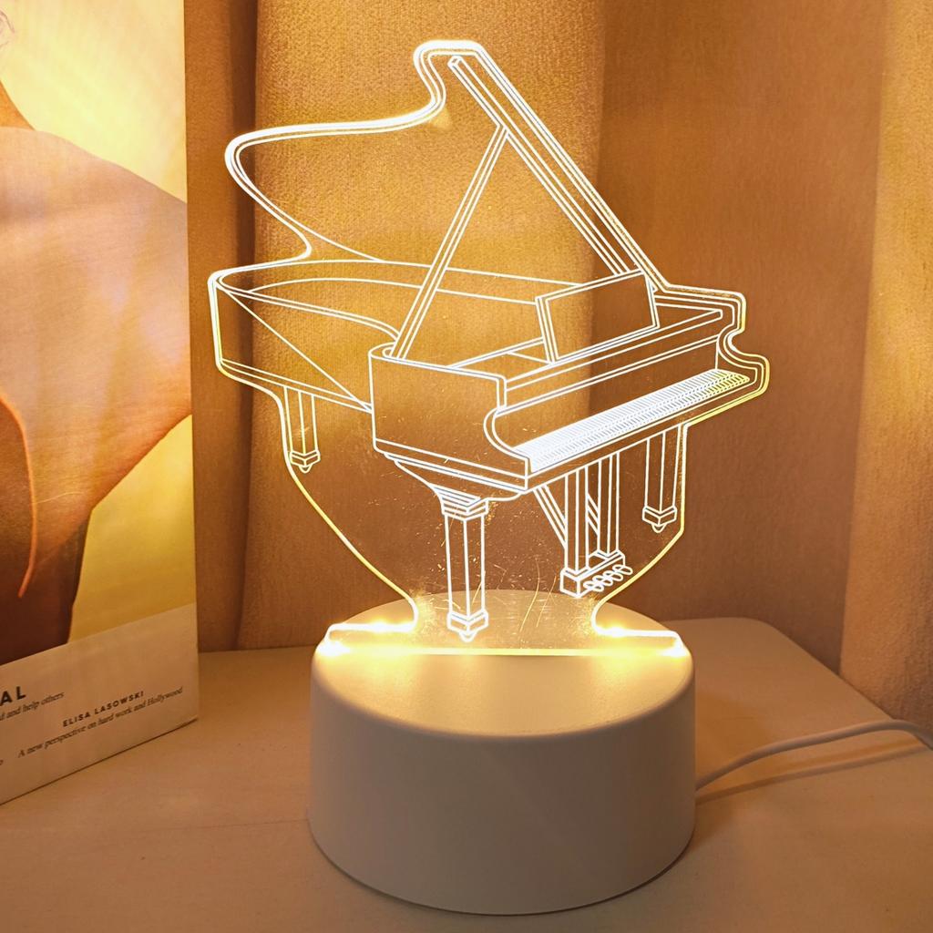 Piano 3D night light, bedroom and study atmosphere decoration USB light, Thanksgiving and holiday gifts for family and friends.