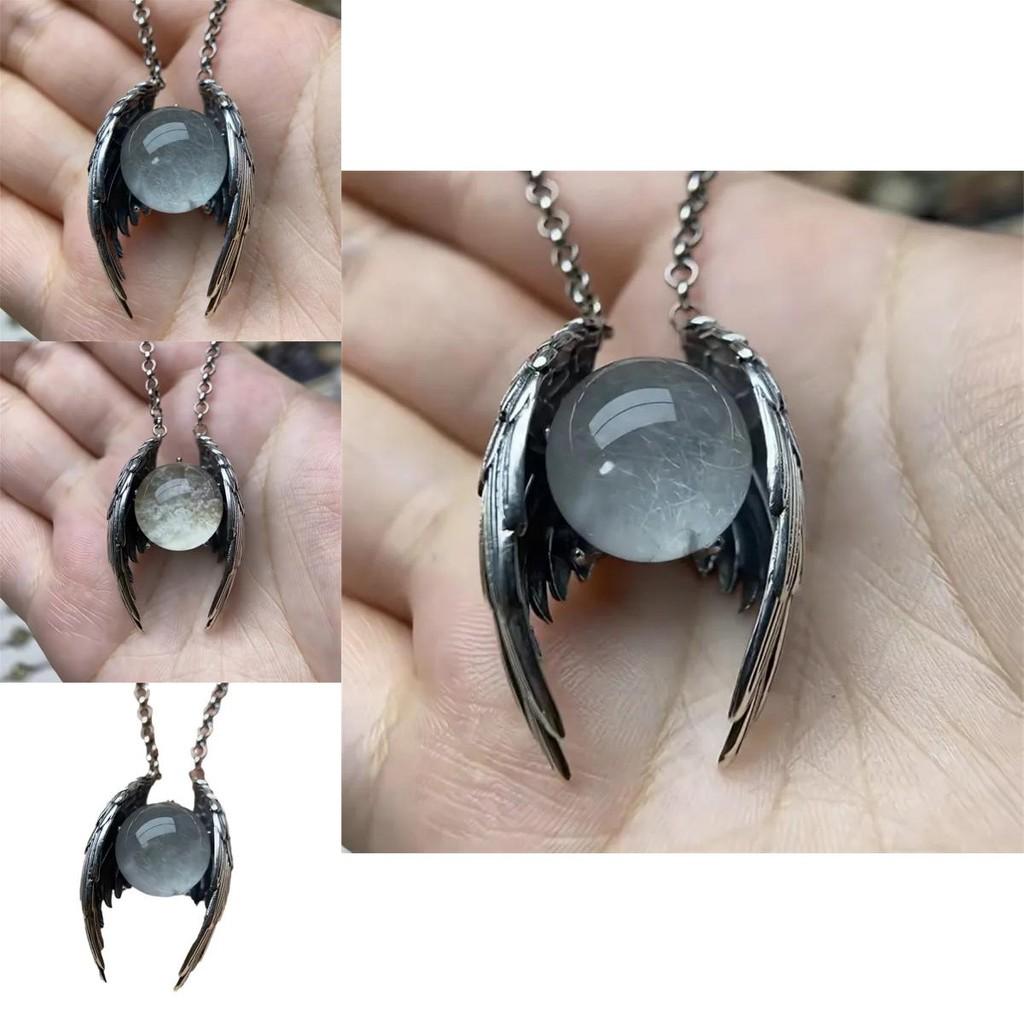 Ghost Wings Faux Crystal Vintage Necklace With Cartoon Pendant For Fashion Ol Women Men
