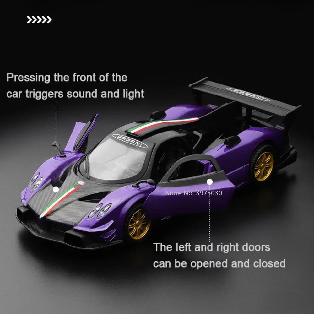 1/31 Pagani Zonda Revolucion Sportwagenmodell aus Legierung, Spielzeugautos aus Metalldruckguss im Maßstab 1:31 mit Sound- und Lichtsammlung, Spielzeug für Jungen