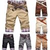 Yaz Plaj Rahat Erkek Ekose Patchwork Turn Up Manşet Şort Beşinci Pantolon Pantolon