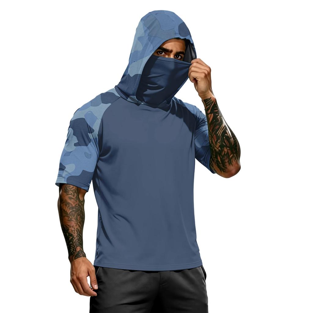Men's Athletic Hoodies Long Sleeve Fishing Shirts for Men Men's Dry Fit Long Sleeve Active Hoodie Sun Fishing Hoodie with Face