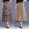 Women's High-Waisted Double-Sided Flocked Mesh Pleated A-Line Midi Skirt - New Slimming Spring Style