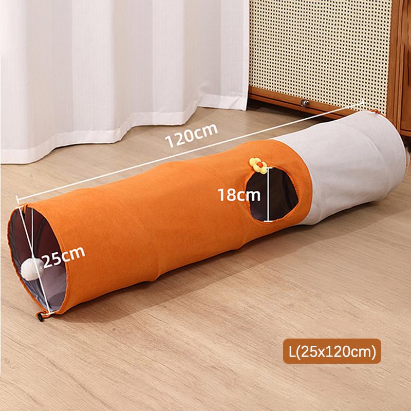 Collapsible Multi Hole Cat Tunnel Toy with Plush Ball Portable Easy Store Indoor Playtime Interactive Toys for Playful Kittens
