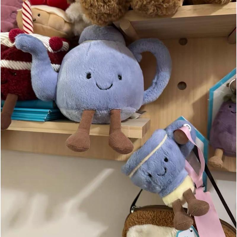 Théière amusante, tasse à café, peluche créative et mignonne, cadeau d'anniversaire apaisant, poupée, décoration pour fête de famille, porte-clés à partager