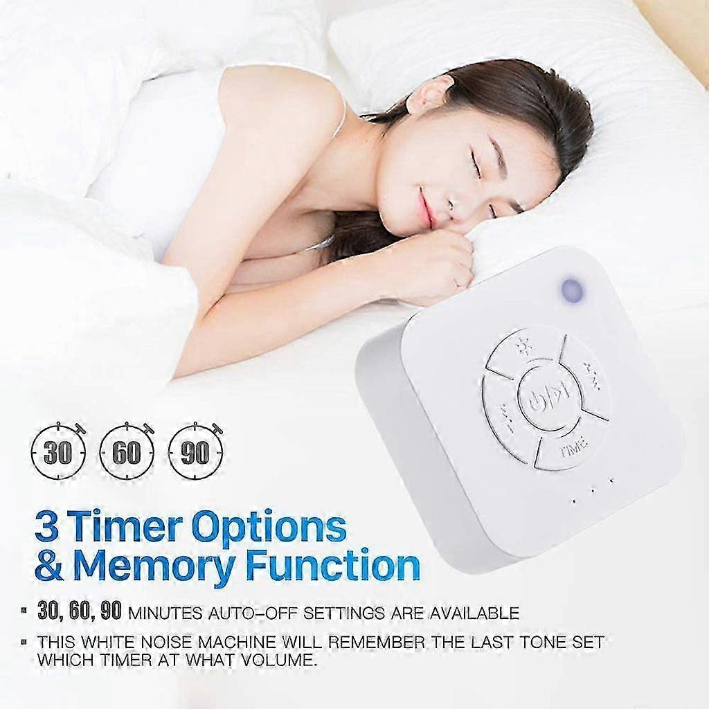 White Noise Machine with 6 Sounds and Night Light USB Power Memory Function 4 Timers Small 1 Piece