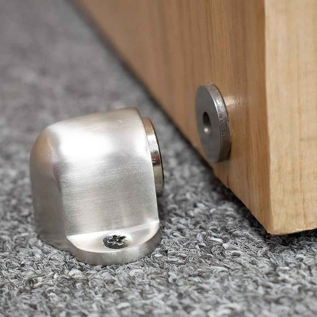 Brushed Metal Floor Mounted Magnetic Door Stopper