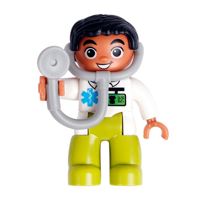 Big Building Blocks Boy Girls Family Policemen Figures Doll Compatible Duplos Children Kids Self Locking Bricks Assemble Toys