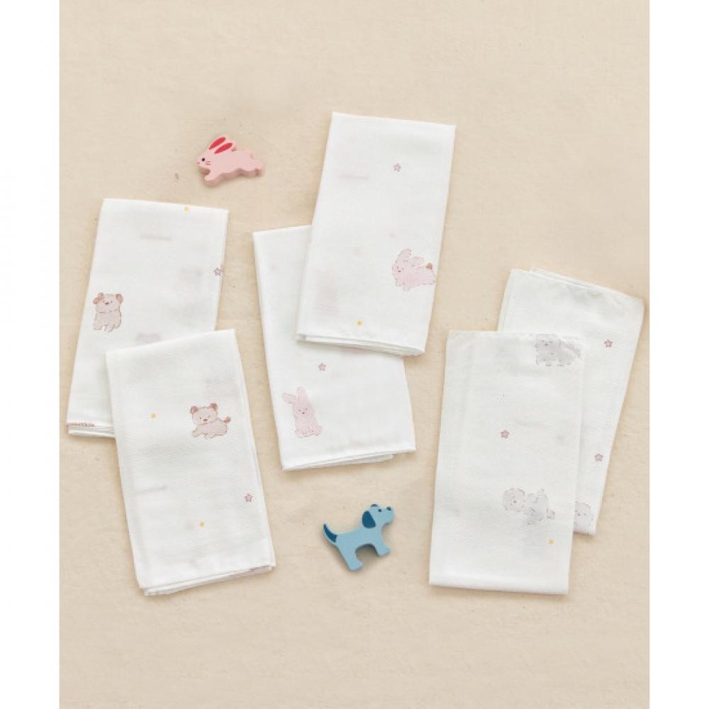 Bamboo Bebe Signature Embossed Handkerchief My Pet 6 Pieces