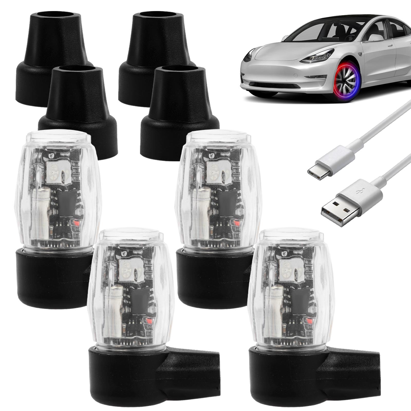 

4 шт. светящиеся колпачки для вентилей шин, светодиодные декоративные огни для ступиц, 6 режимов освещения, светящиеся колпачки, водонепроницаемые, с датчиками движения, интеллектуальное включение и выключение Universal&Universal