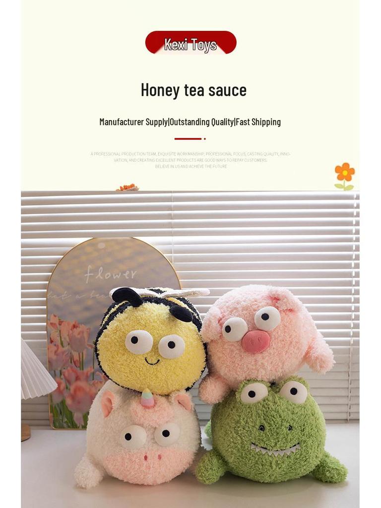 Cross-Border Honey Tea Sauce Plush: Big-Eyed Piggy Bee, Crocodile, Unicorn Stuffed Toy - Creative & Funny.