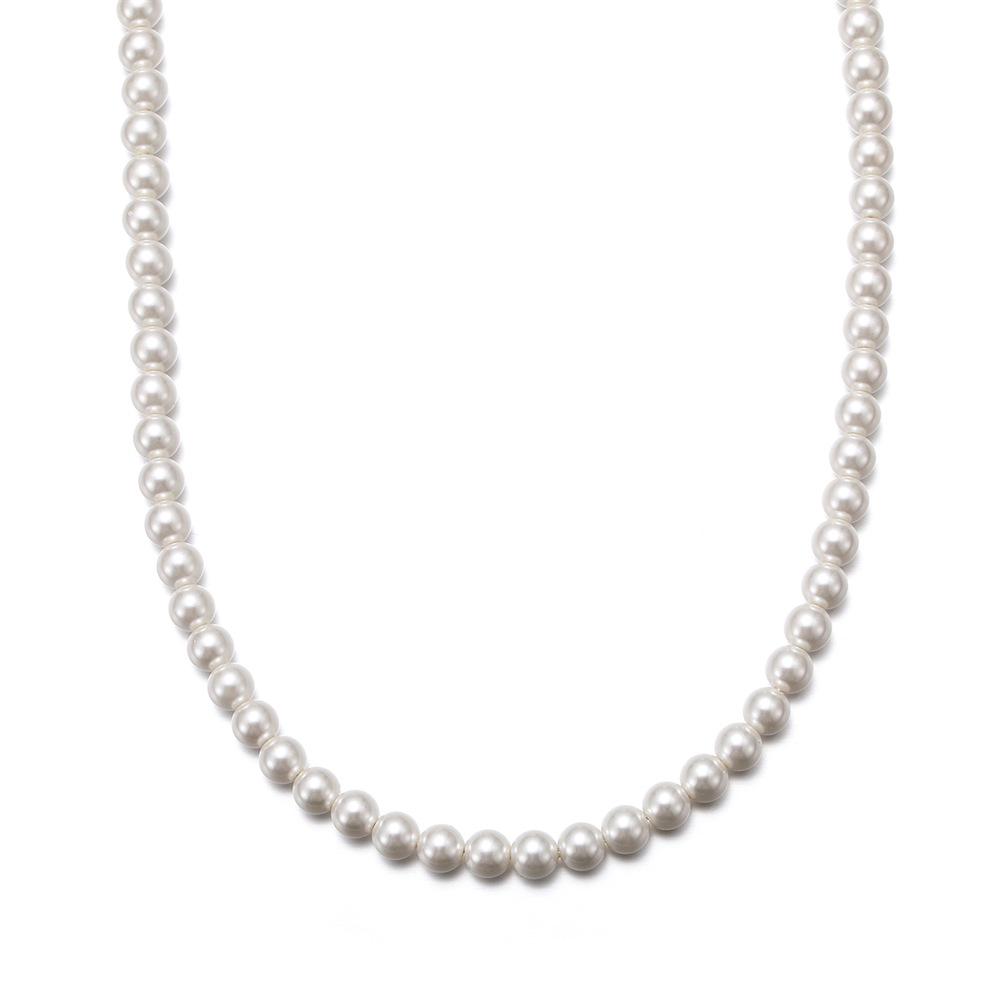 

Натуральный пресноводный жемчуг и позолоченная 18-каратным золотом хип-хоп цепочка - Винтажная мода N03471S-Silver