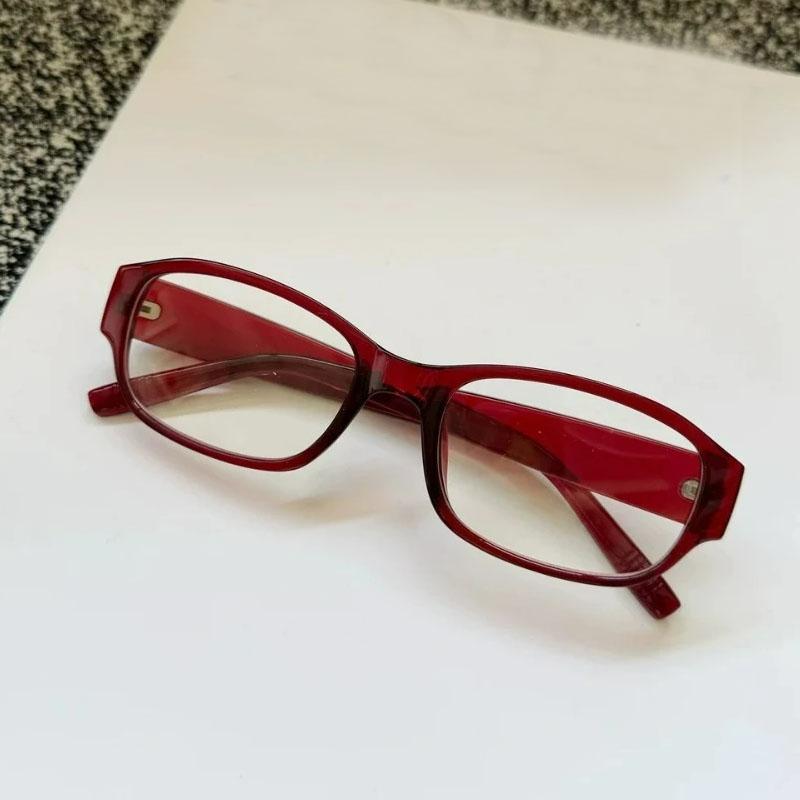 Retro Narrow-framed Glasses for Men Women Y2K Red Black Frame Anti-blue Light Eyeglasses Spicy Girls Decorative Optical Glasses