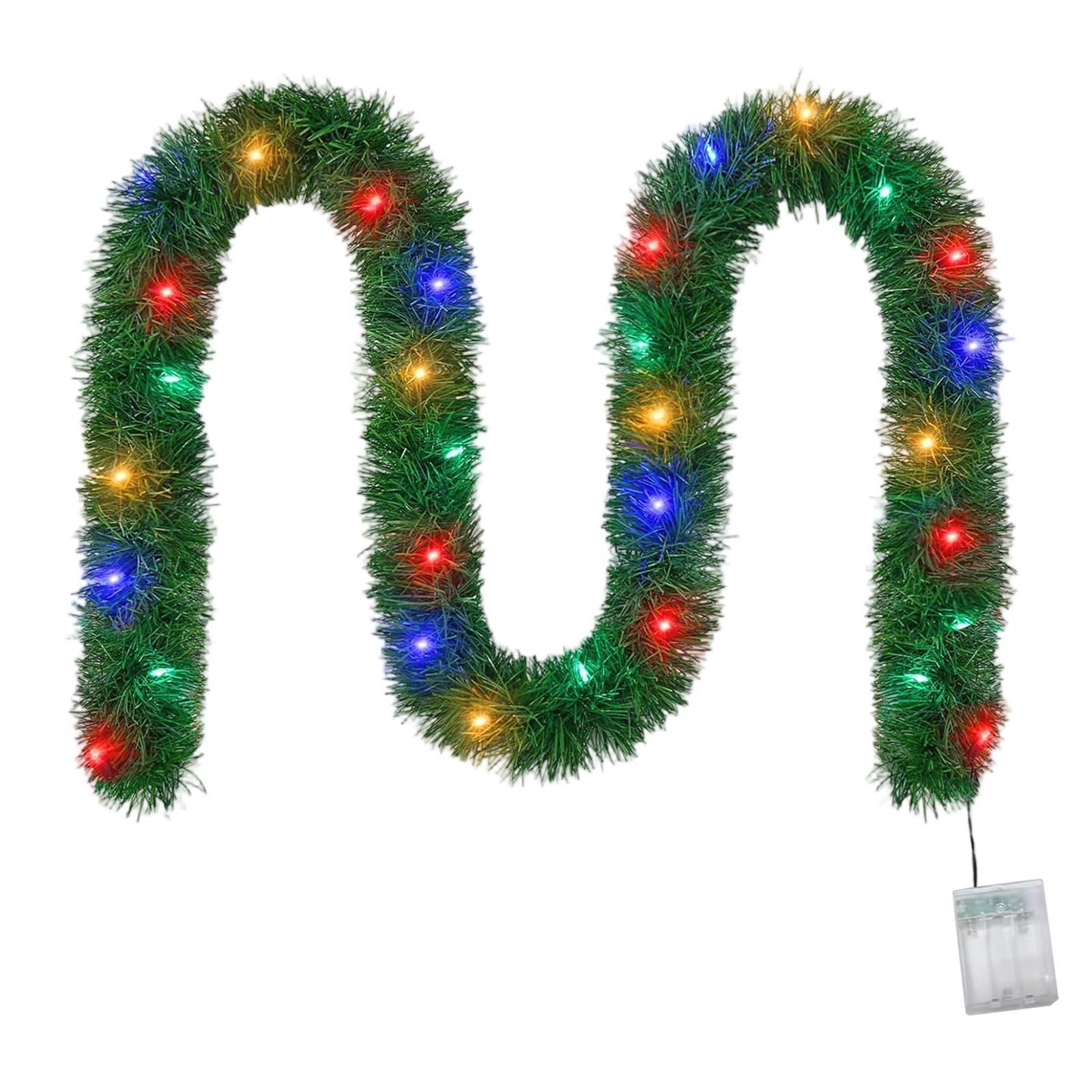 

15.4FT Artificial Christmas Garland Lighted Christmas Decoration For Indoor Holiday Door Home Stairs One Size