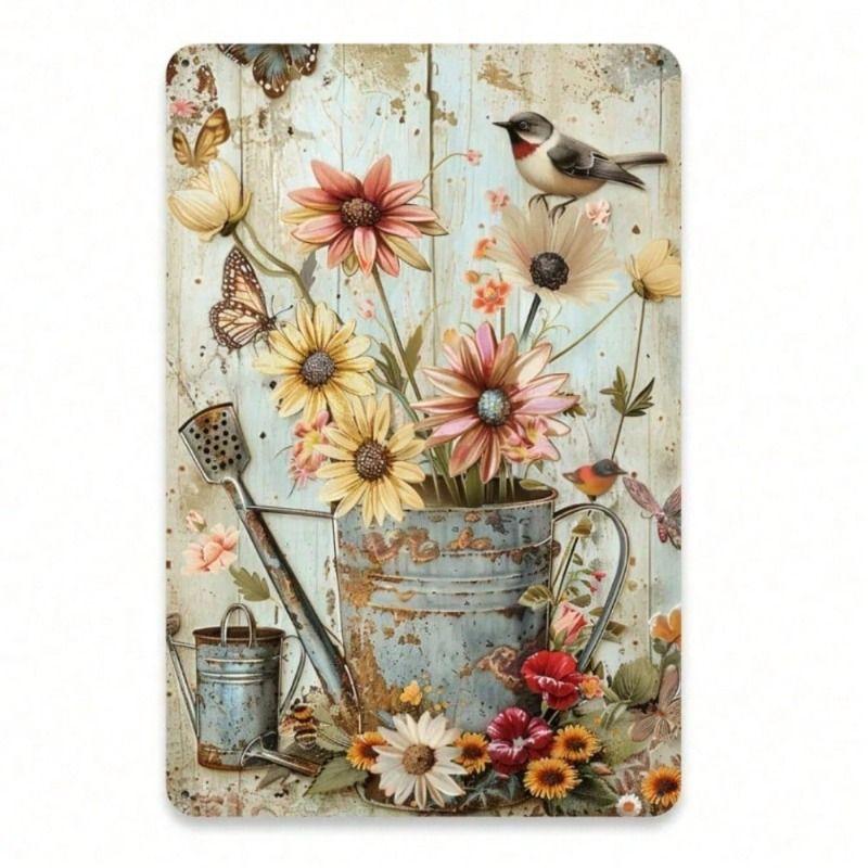 Vintage Metal Poster 8x12 Inch, Rustic Iron Wall Art for Home Cafe Garden