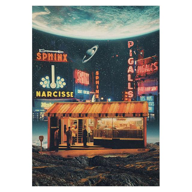 Science Fiction Space Collage Romantic City Prints Poster Canvas Painting Modern Wall Art Picture Living Room Bedroom Home Decor