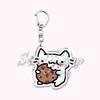 Kawaii Little Cat with Flower Keychains Strawberry Kitten Keyring for Accessories Bag Key Chain Ring Jewelry Fans Friends Gifts