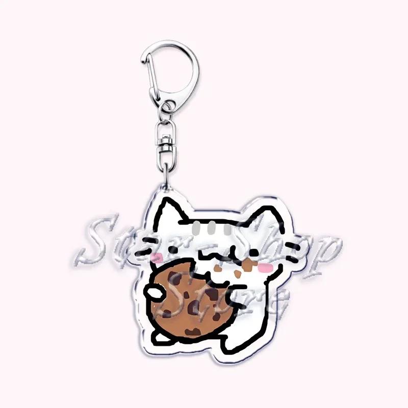 Kawaii Little Cat with Flower Keychains Strawberry Kitten Keyring for Accessories Bag Key Chain Ring Jewelry Fans Friends Gifts