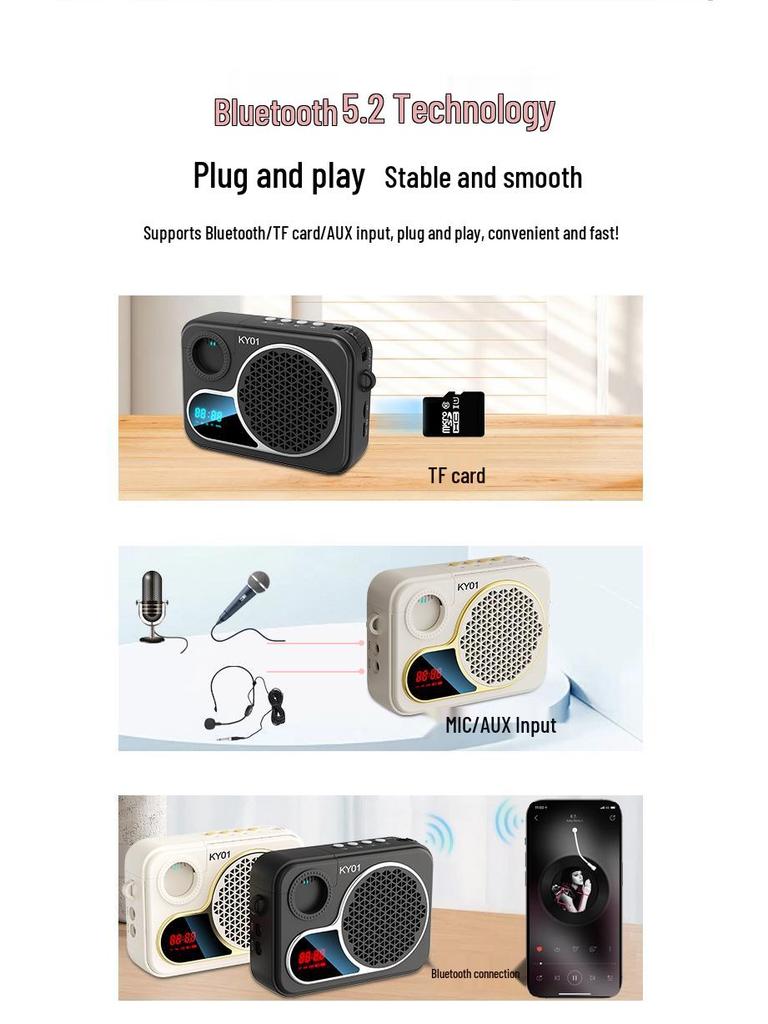 Portable Bluetooth Speaker & Lightweight Wireless Microphone for Teachers & Musicians