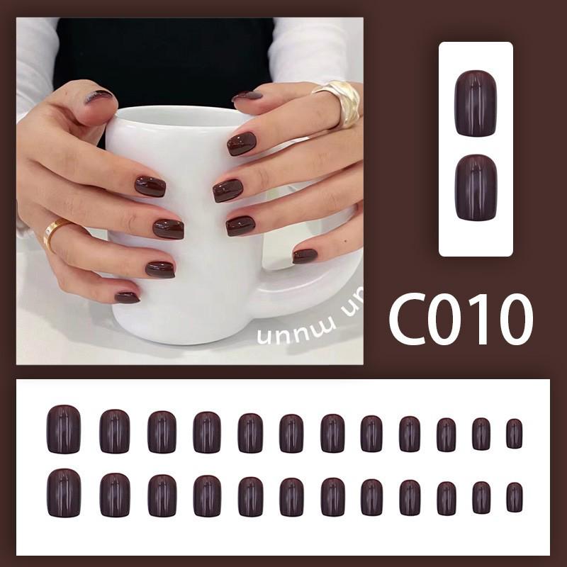 Solid Color Gentle Sweet Girly Student High-End Nude Wearable Nails Collection