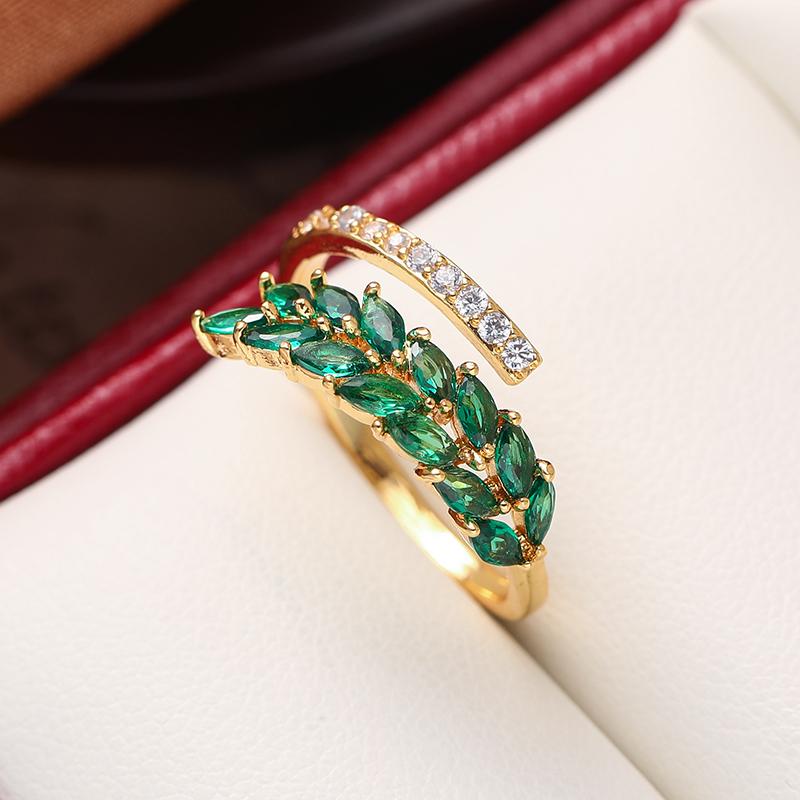 Модный Креативный Дизайн Колос Пшеницы Элегантное Персонализированное Регулируемое Кольцо Женское Изысканное Изысканное И Универсальное Кольцо Ювелирное Изделие resizable