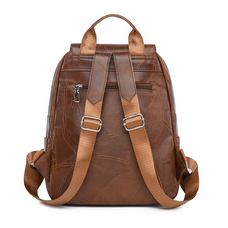 New Women's Backpack Simple Large Capacity Fashionable Retro Travel Backpack PU Soft Leather Texture Commuting Bag