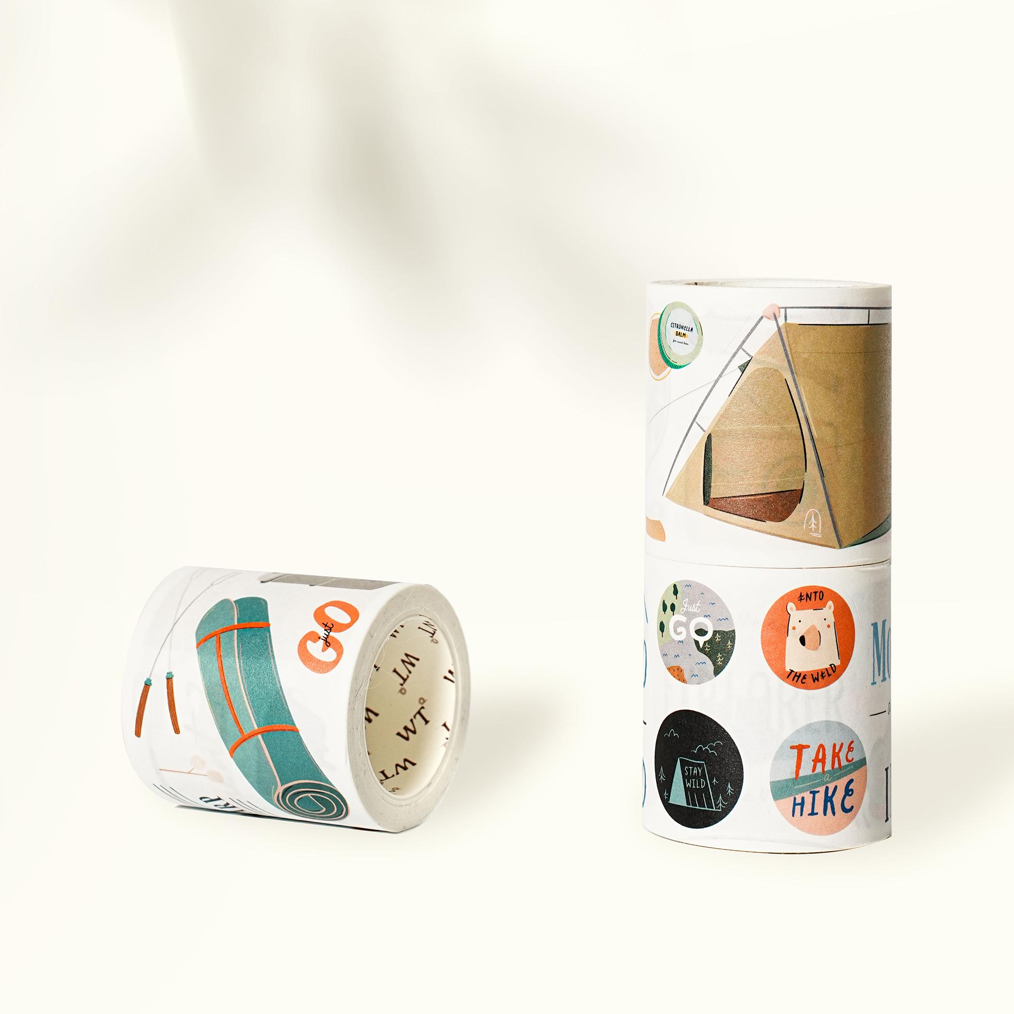 WT Washi Tape Die Cut Border Traveler, Camping Adventure Adventure . 5cmx5m