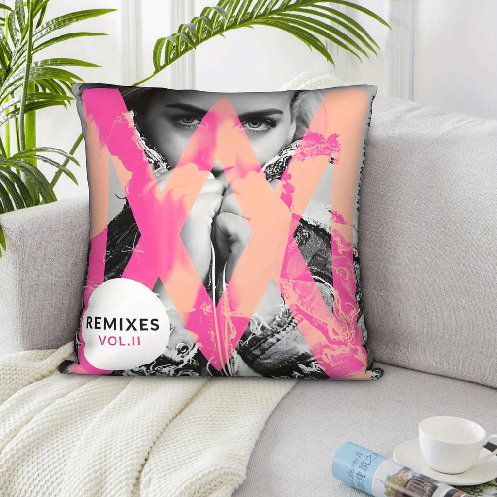1Pc Anne Marie Alarm, Vol. Ii Album Decorative Pillowcase - Contemporary Style, Zipper Closure, Hand & Machine Washable, Po