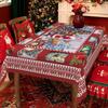 1 Piece Of Christmas Round And Rectangular Tablecloth, Various Sizes, Santa Claus And Christmas Tree Exquisite Scene Print Red Tablecloth, Christmas C