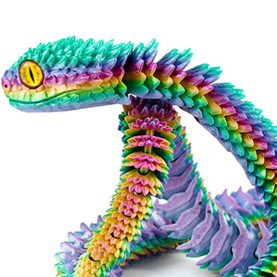 3D Printed Snake Figurine Movable Joints Snake Figure Articulated Animal Model Toy Home Office Bookshelf Desktop Decoration Ornament