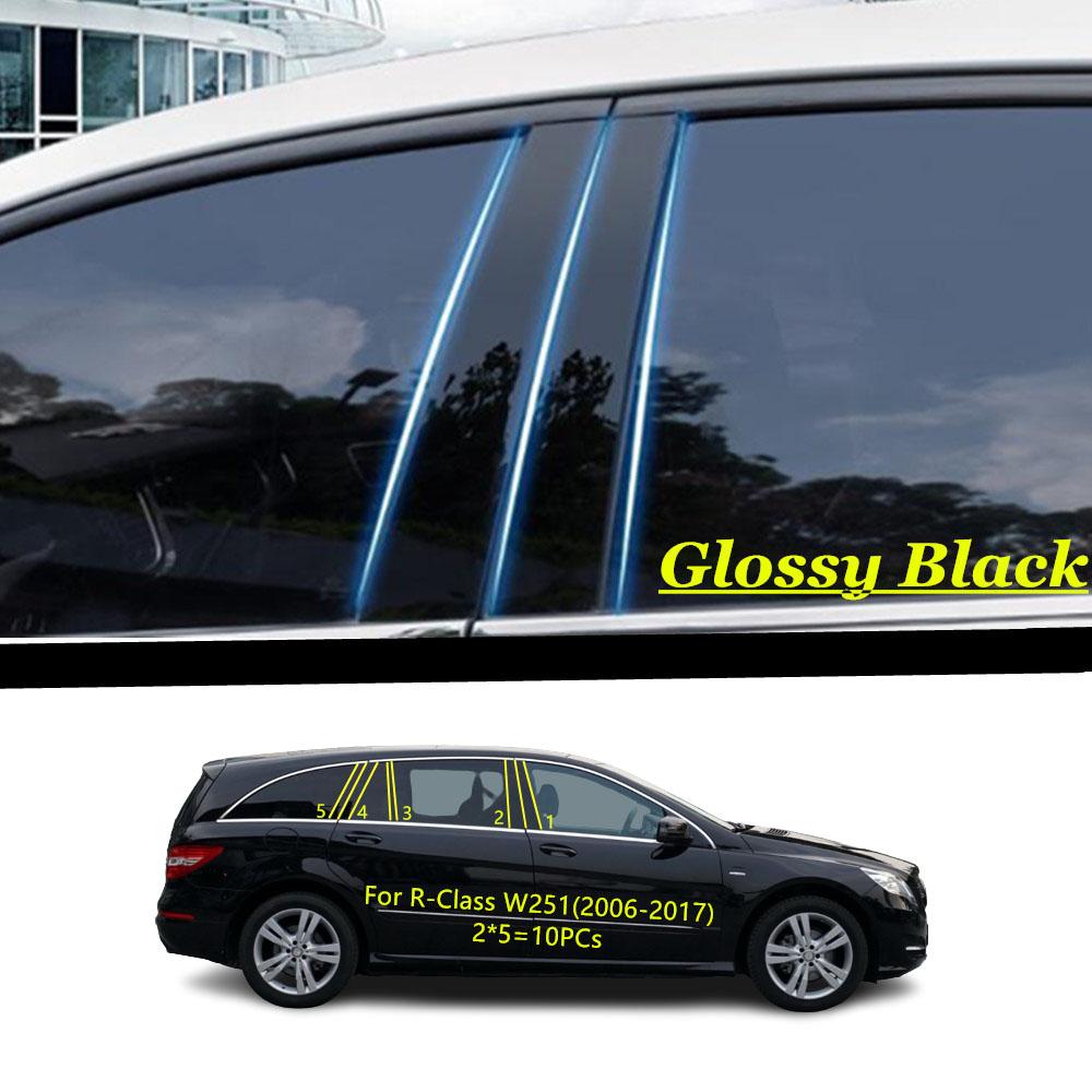 Car TPU/Glossy Mirror Pillar Post Cover For Mercedes-Benz R-Class W251 2006 2007 2008-2017 Door Trim Window Molding Sticker