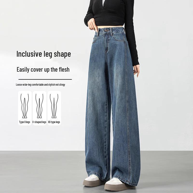2025 Women's High-Waisted Straight-Leg Jeans: Slimming Loose Fit for Spring & Autumn