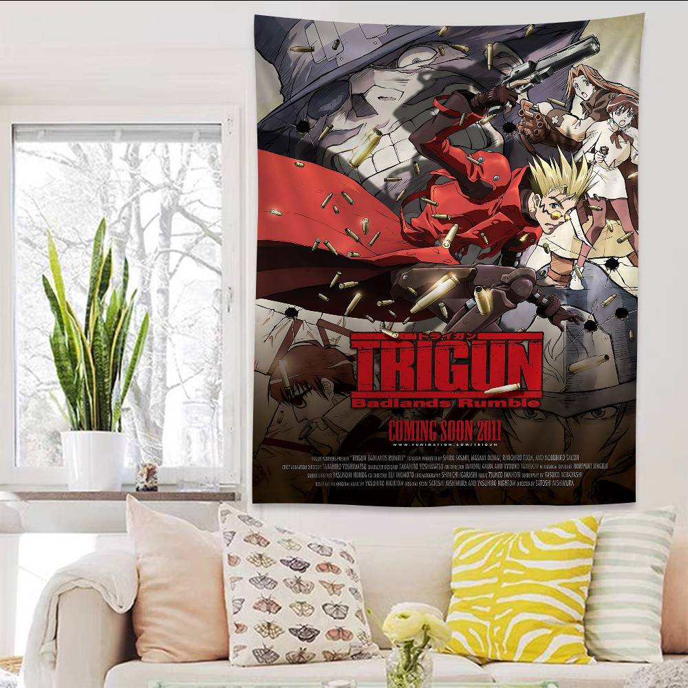 

Trigun Badlands Rumble Wall Tapestry Western Cyberpunk Aesthetic Edgy Room Decor for Classic Seinen Anime SciFi Fans 74x94cm(29x37in)
