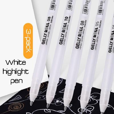 Sakura 3 Pcs White Highlight Pen Gelly Roll Classic Gel Ink Pens Markers
