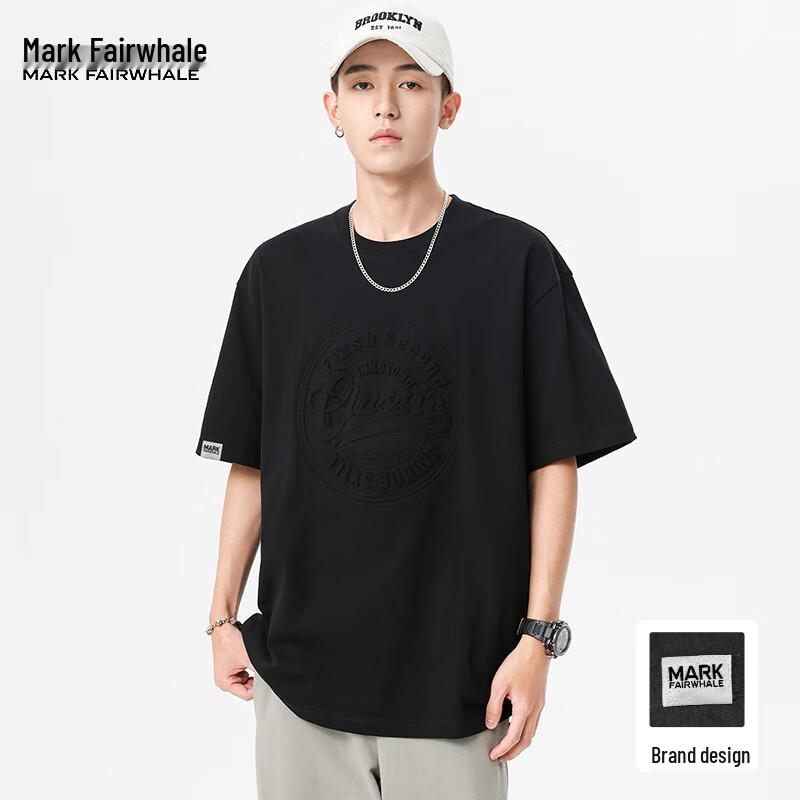 Mark Fairwhale Men s 100% Cotton Embossed Round Neck Short Sleeve T-Shirt 3XL