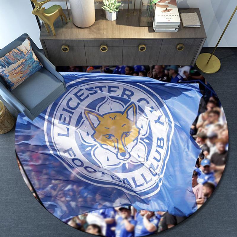Tappeto Rotondo Stampato Leicester City, Tappeto Circolare Antiscivolo Lavabile per Soggiorno Camera da Letto Sala Giochi, Decorazione per Fan Sportivi, Regalo di Compleanno Festivo