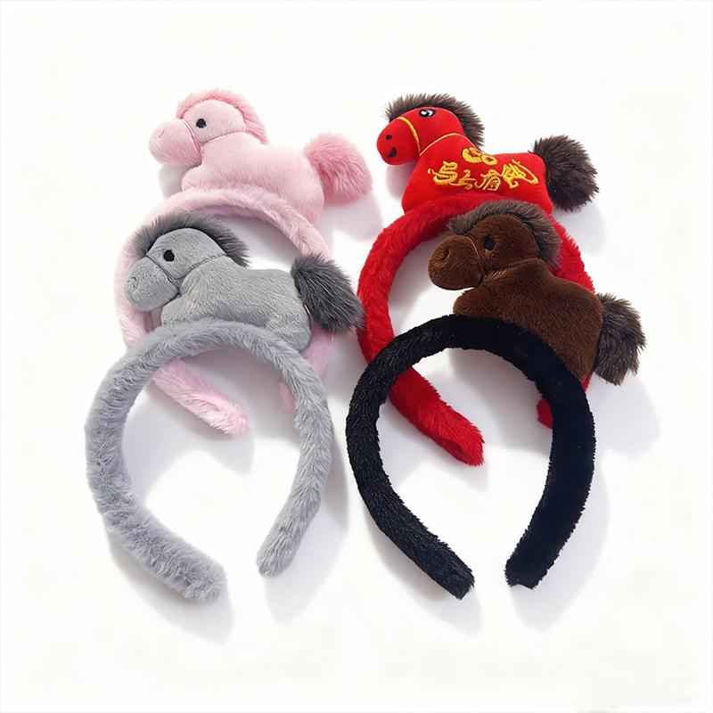Cute Pony Plush Headband Year Of The Horse Hair Accessories Face Washing Makeup Photo Props Children'S Hair Acc
